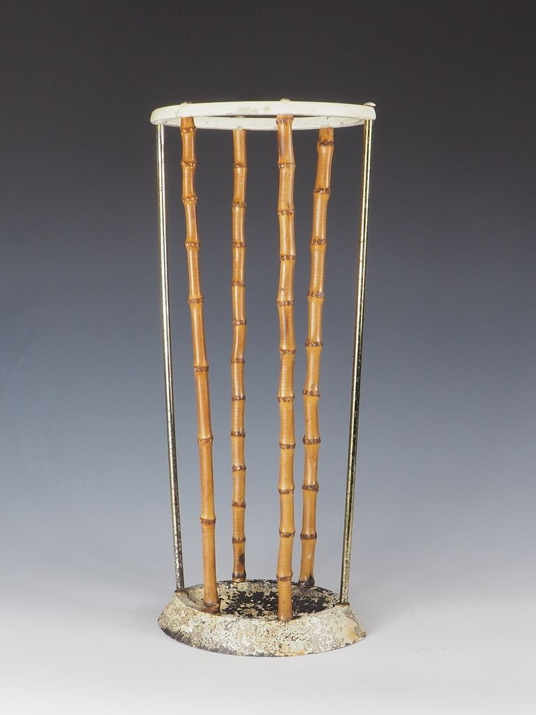 Antique British Artis Bamboo & Cast Iron Umbrella Stickstand
