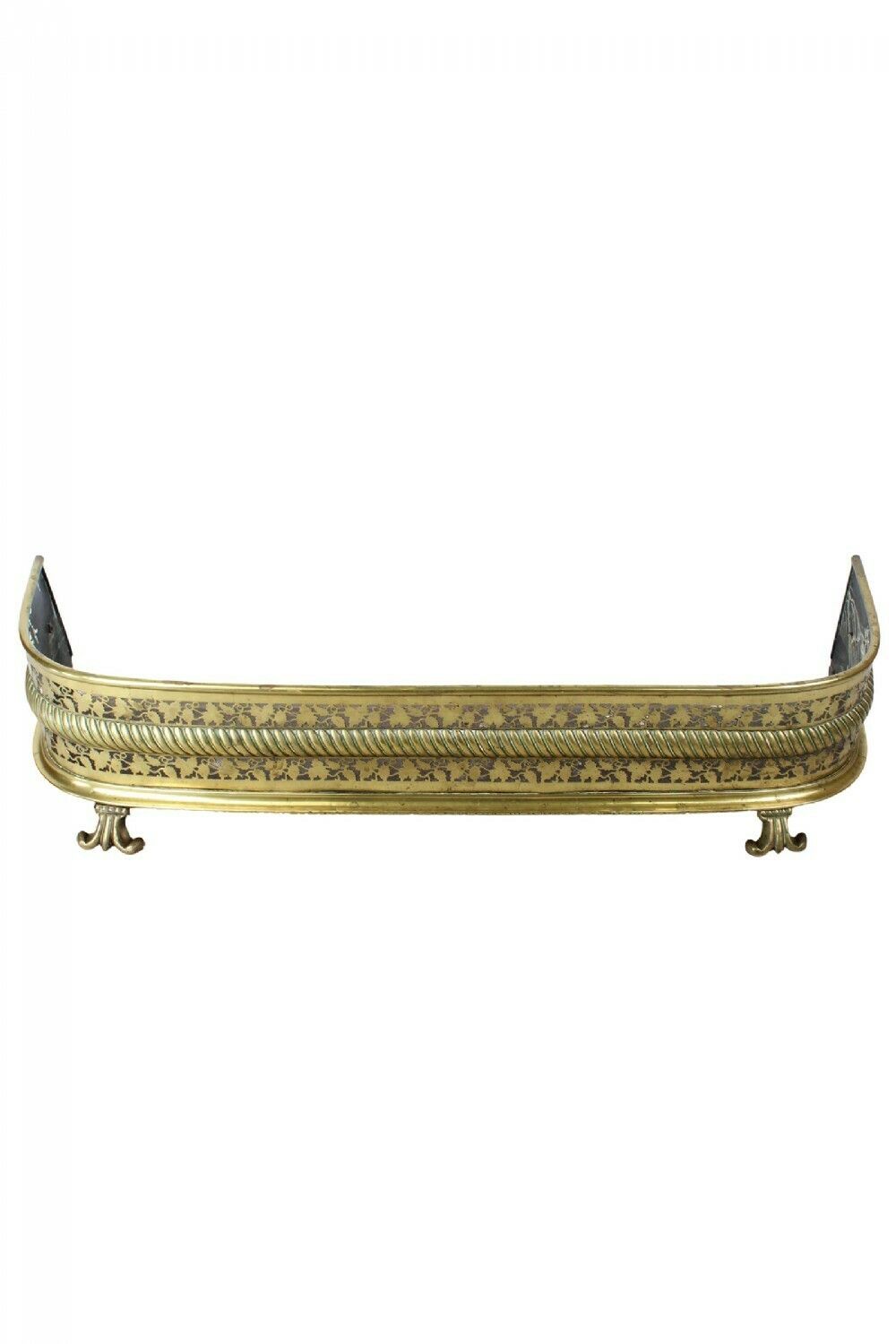 Small Victorian Pierced Brass Fire Fender photo vinterior