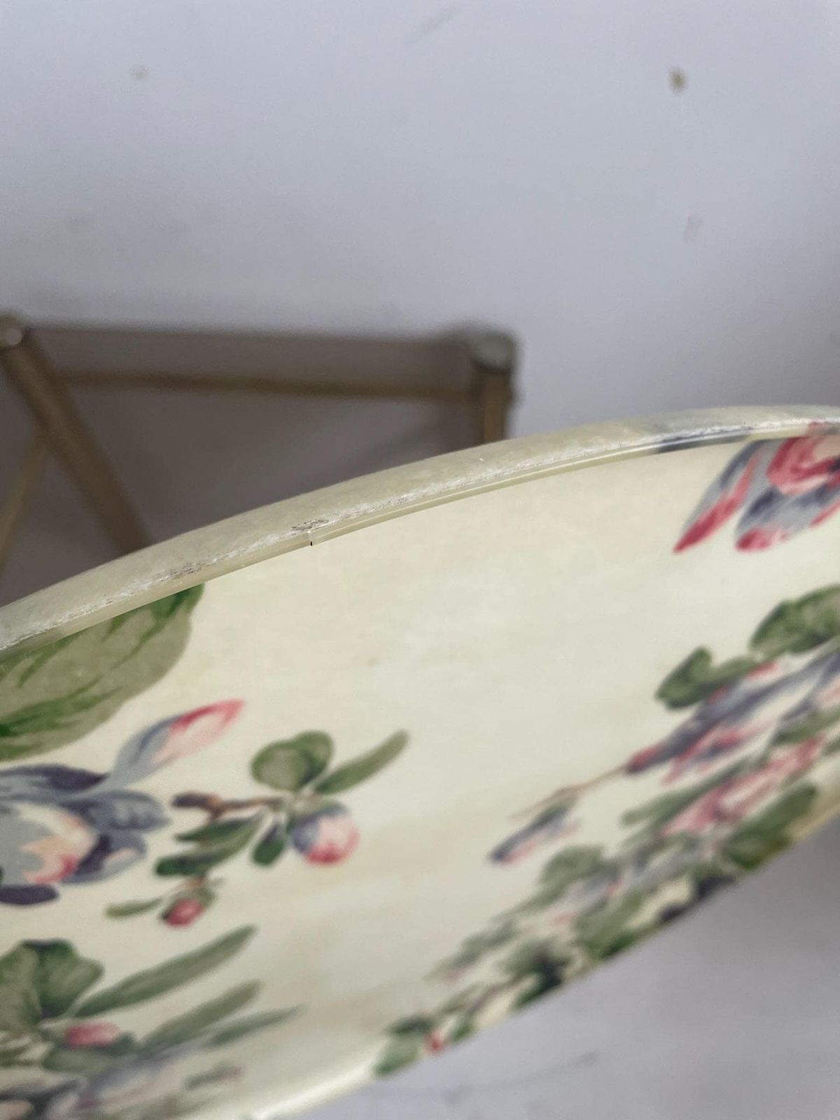 Large Round Fibreglass Kitsch Pink And Green Floral Tray From The 1960s Or 70s photo vinterior