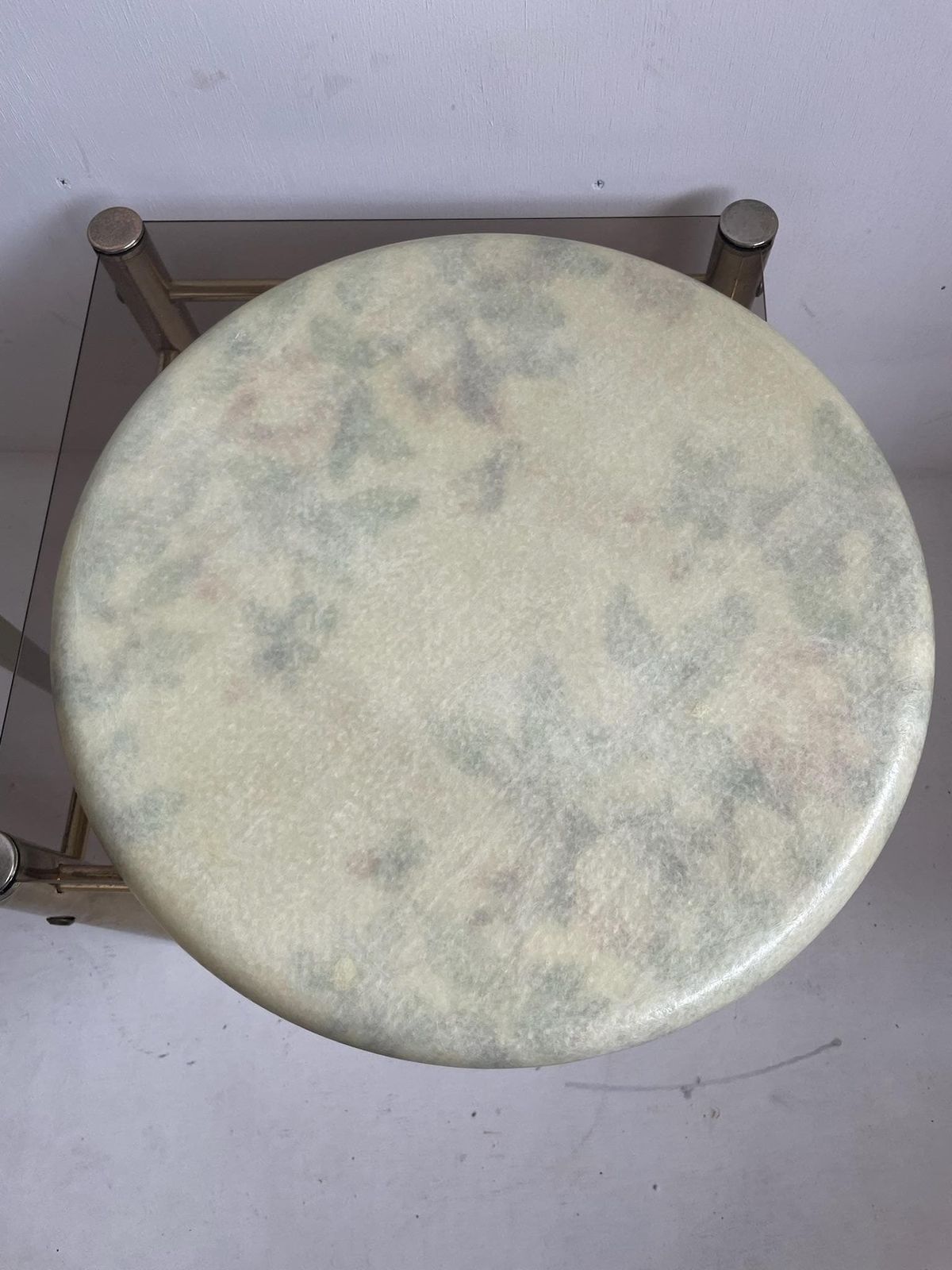 photo furniture Large Round Fibreglass Kitsch Pink And Green Floral Tray From The 1960s Or 70s