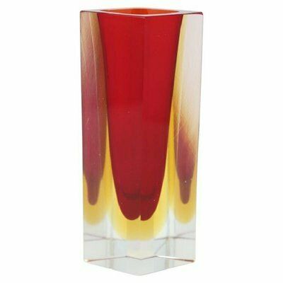 Murano Art Glass Red And Yellow Vase By Flavio Poli For A. Mandruzzato, 1970s