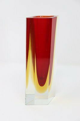 Murano Art Glass Red And Yellow Vase By Flavio Poli For A. Mandruzzato, 1970s photo 930.0