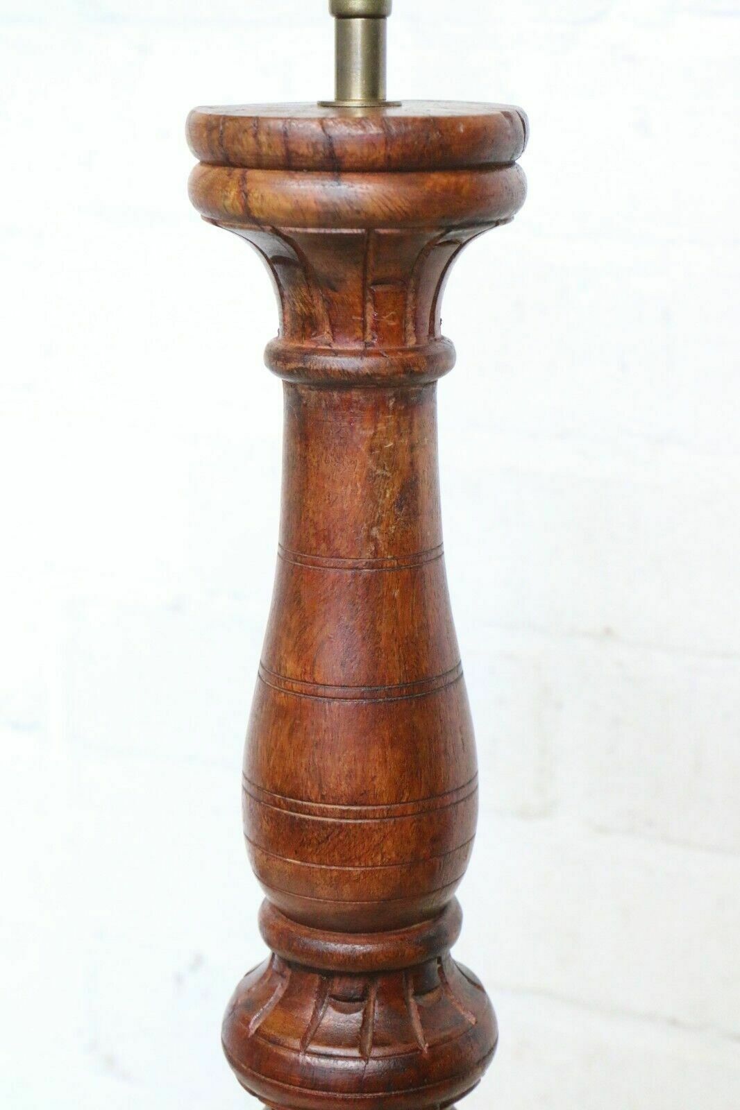 photo for sale Table Lamp A Tall Vintage Ethnic Wooden Handmade Asian Lamp Antique Style Vgc