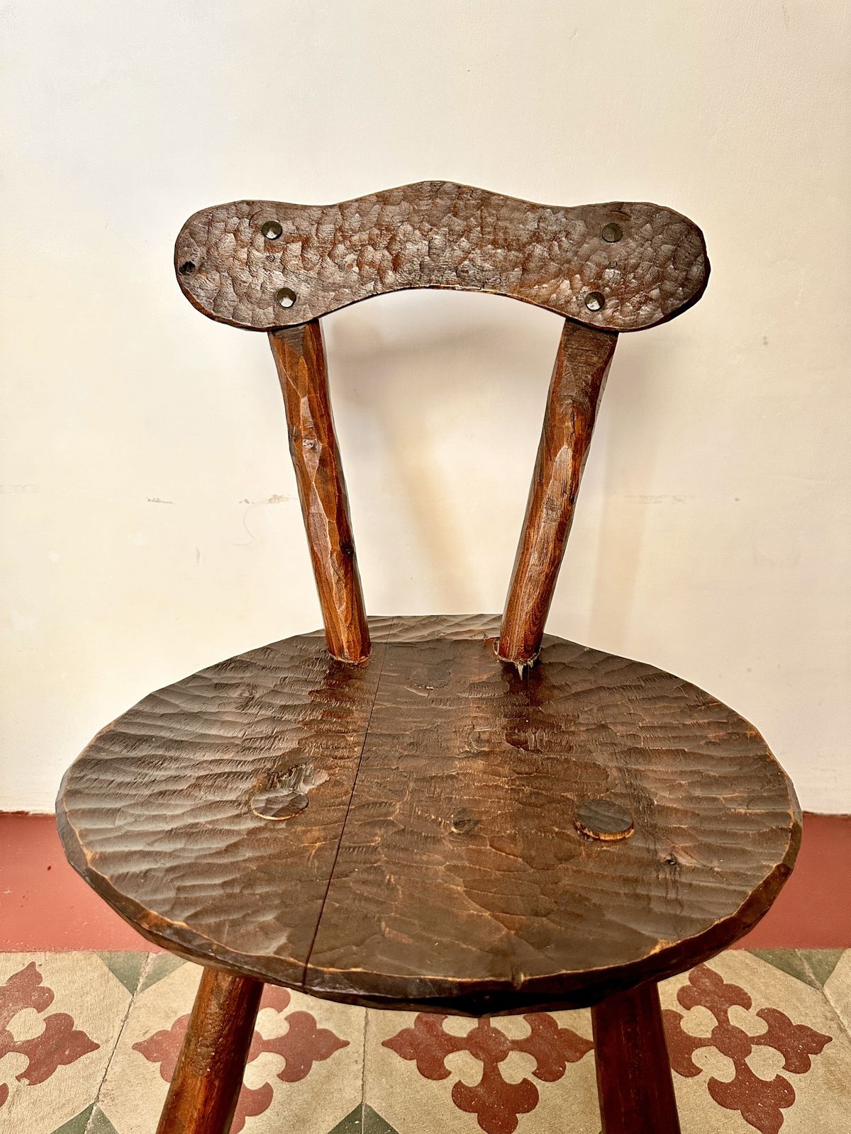 Furniture Pair Of 1950s French Primitive Brutalist Milking Stools photo