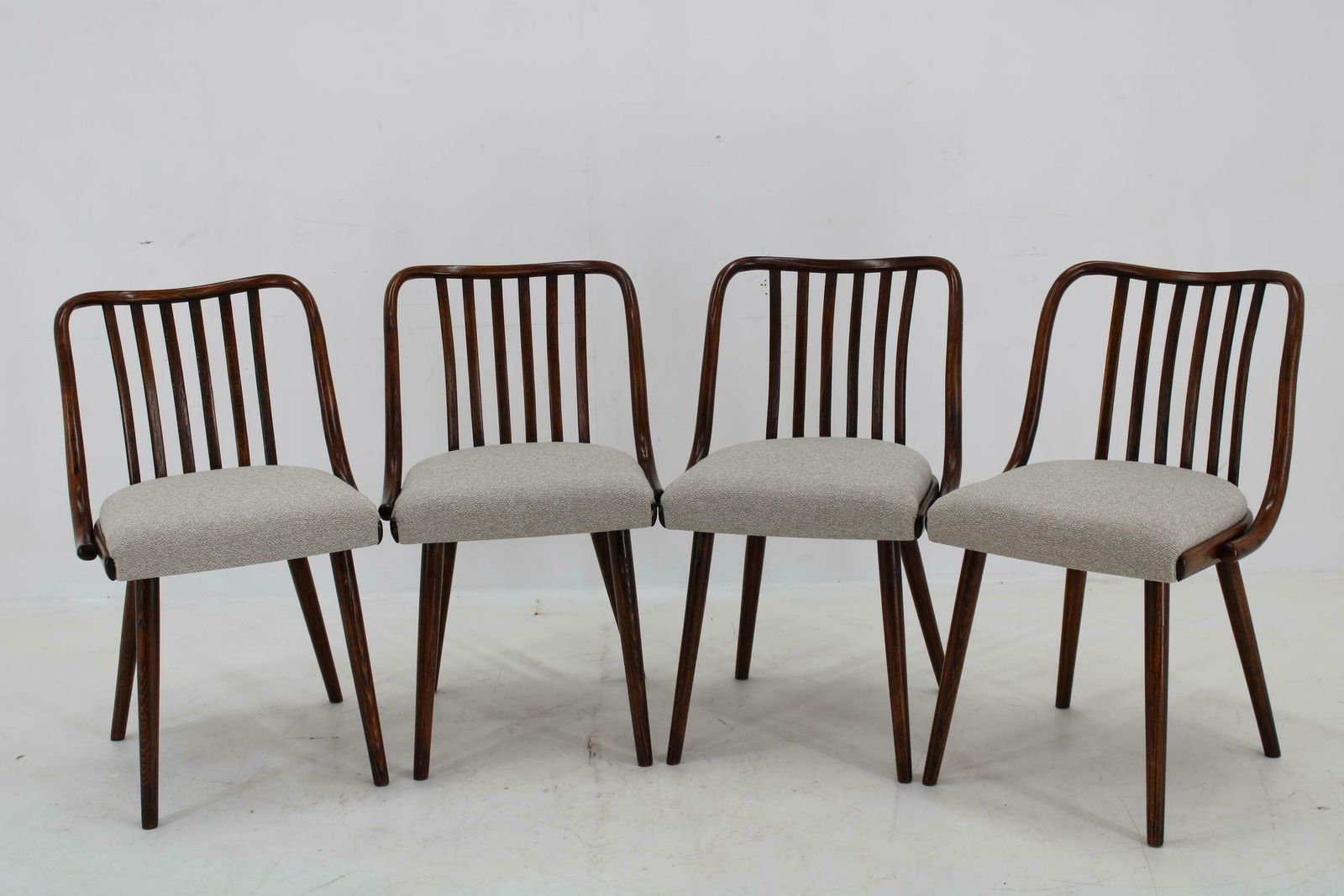 1960s Antonin Suman Set Of Six Beech Dining Chairs, Restored photo for sale