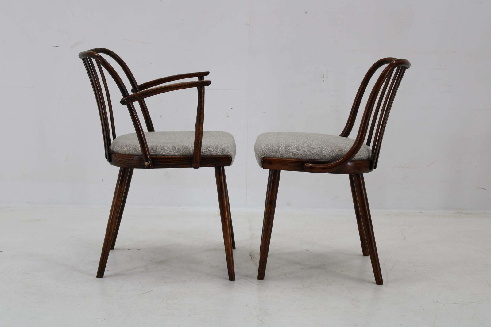 1960s Antonin Suman Set Of Six Beech Dining Chairs, Restored photo vintage