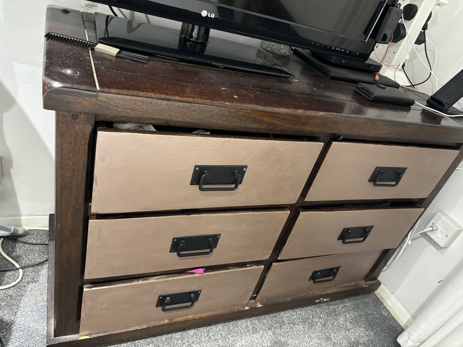 Heavy Wood Chest Of Drawers And Side Cabinet
