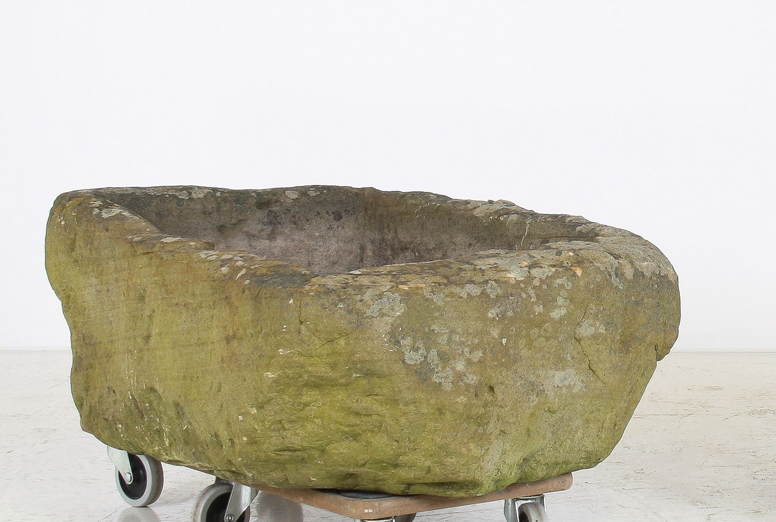 photo furniture A Primitive Pair Of Stone Trough Garden Planters With Weathered Patina