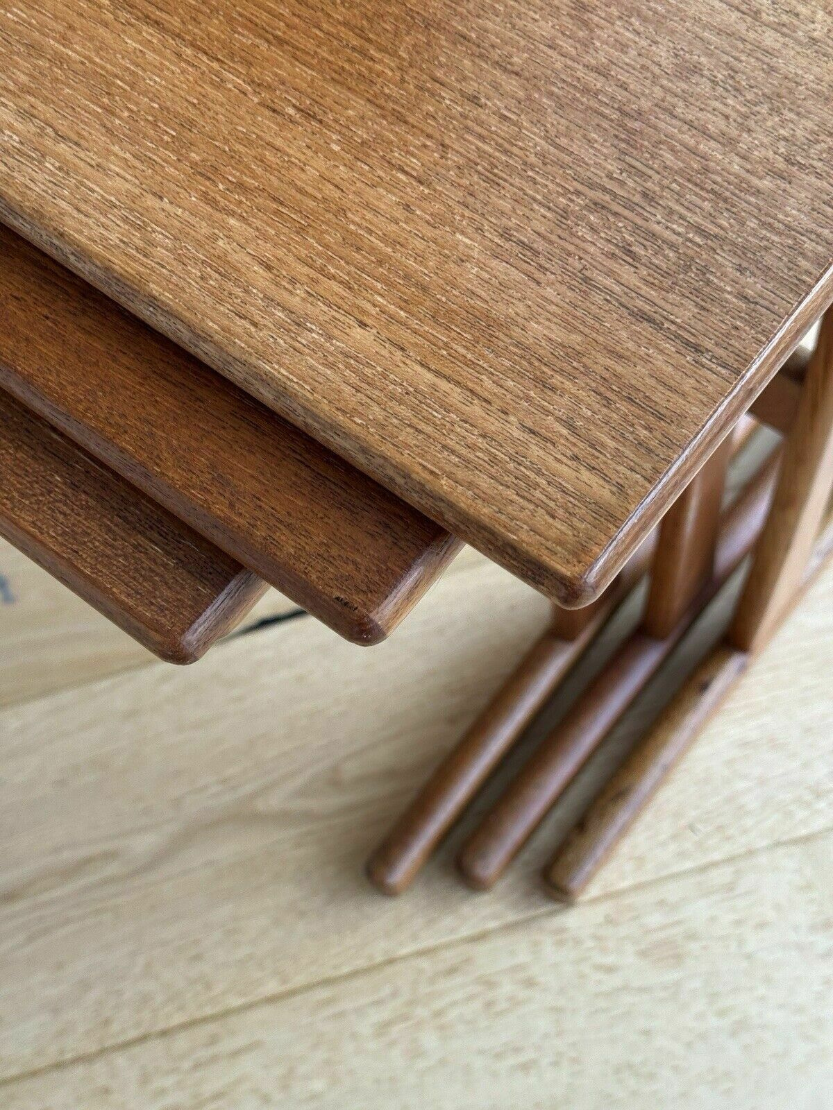 Mid Century Nest Of Three Teak Tables Kai Kristiansen For Vildbjerg Mobelfabrik photo vinterior