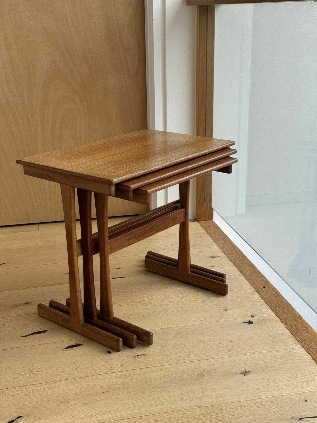 Mid Century Nest Of Three Teak Tables Kai Kristiansen For Vildbjerg Mobelfabrik photo vintage