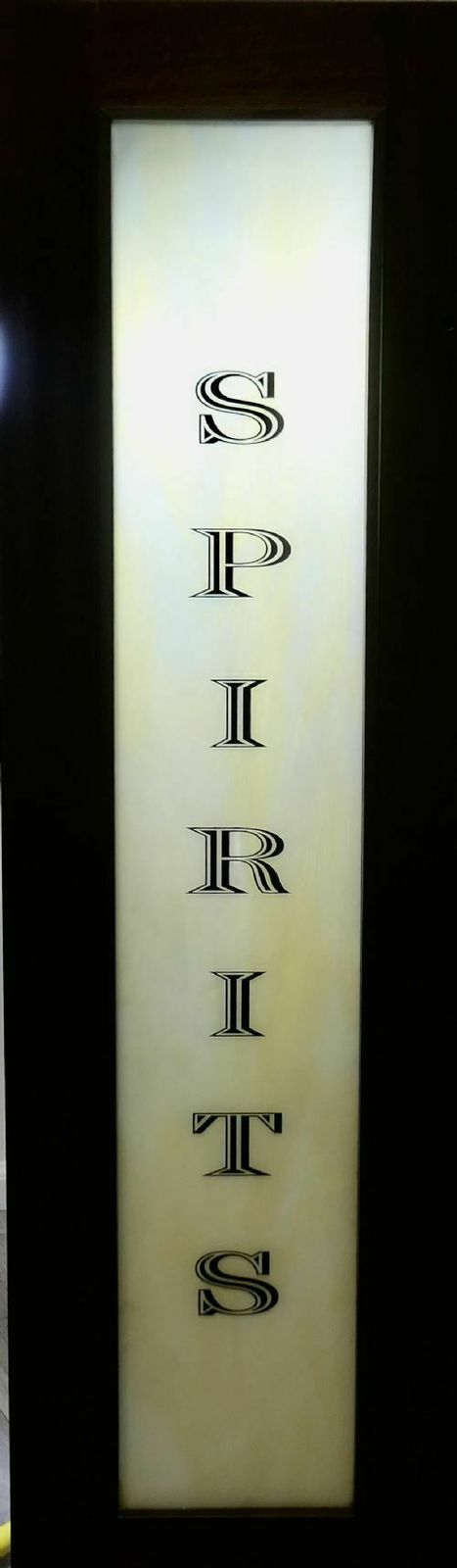 Full Length Opaline Glass Bar Sign, Spirits