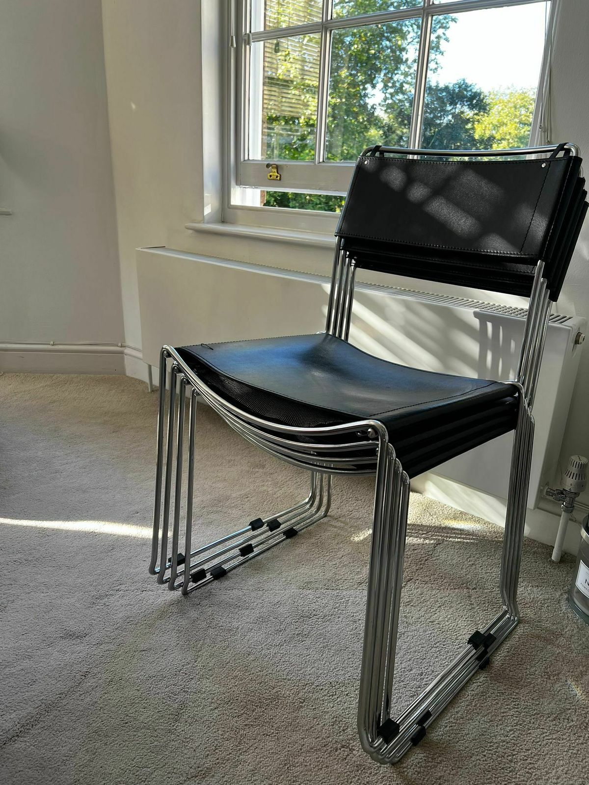 A Set Of 4 Italian Giandomenico Belotti Chairs In Black Leather   1980s