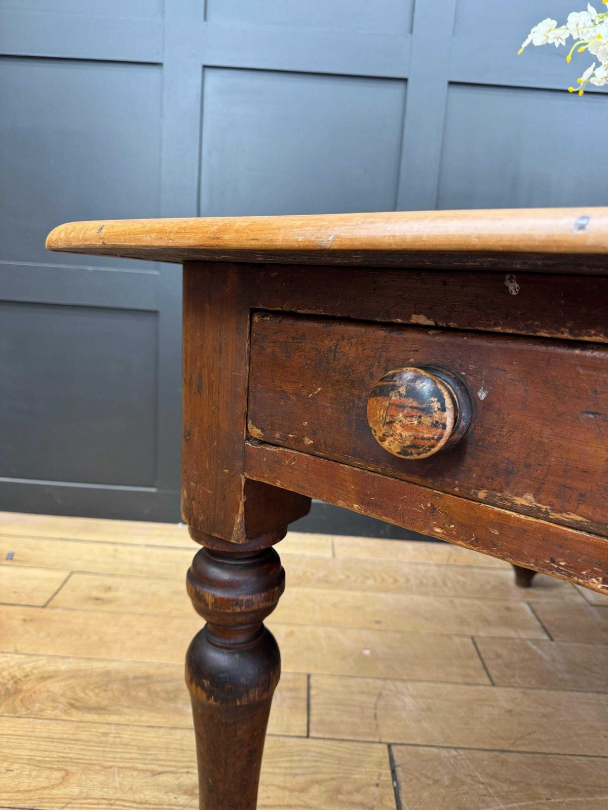 Antique Pine Dining Table / Victorian Kitchen Table / Rustic Farmhouse Pine Desk photo 595.0
