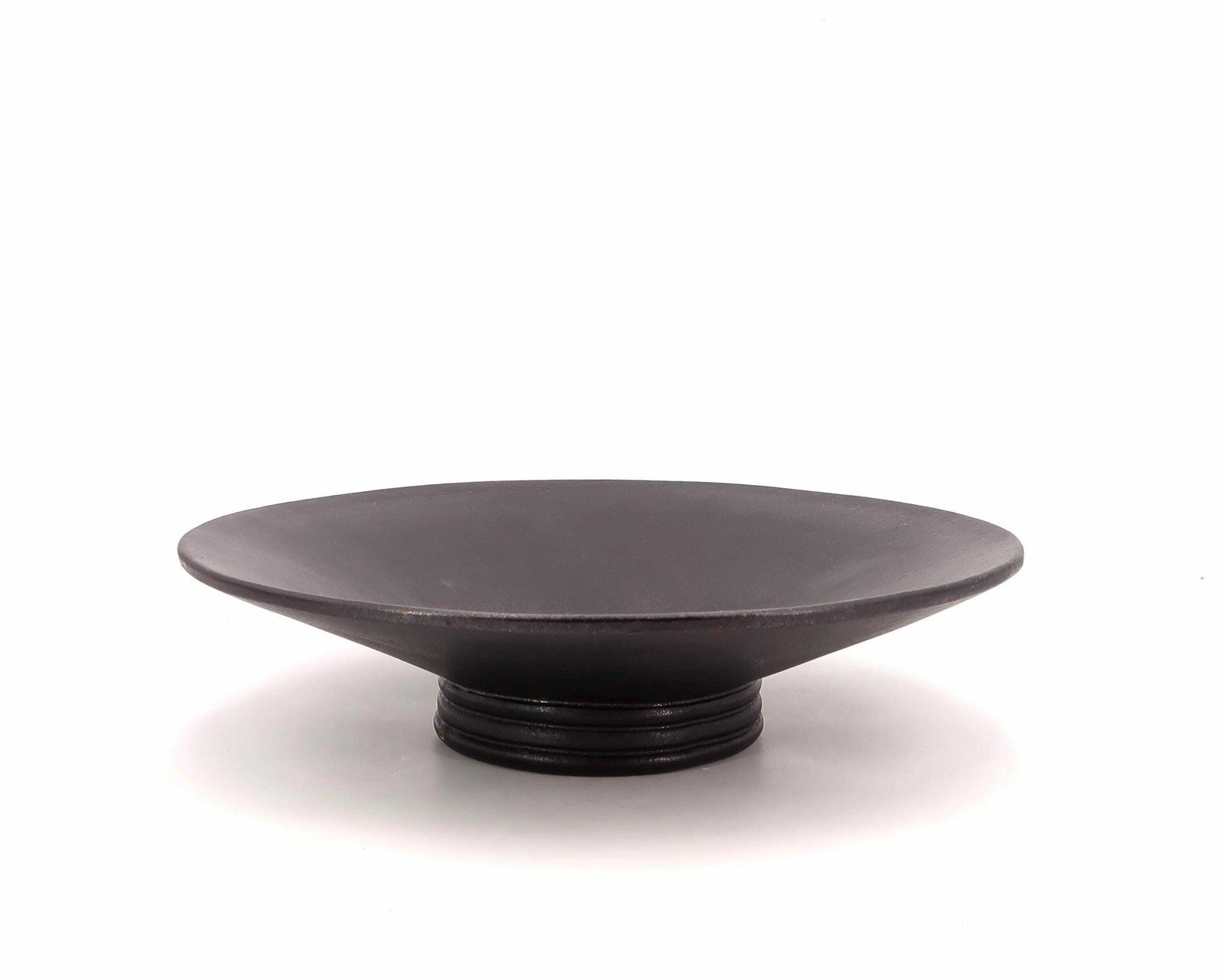 Large Black Ceramic Centerpiece By La Bergerie, Vallauris, 1960s / France, Fruit Bowl, Minimalist, Dark photo furniture