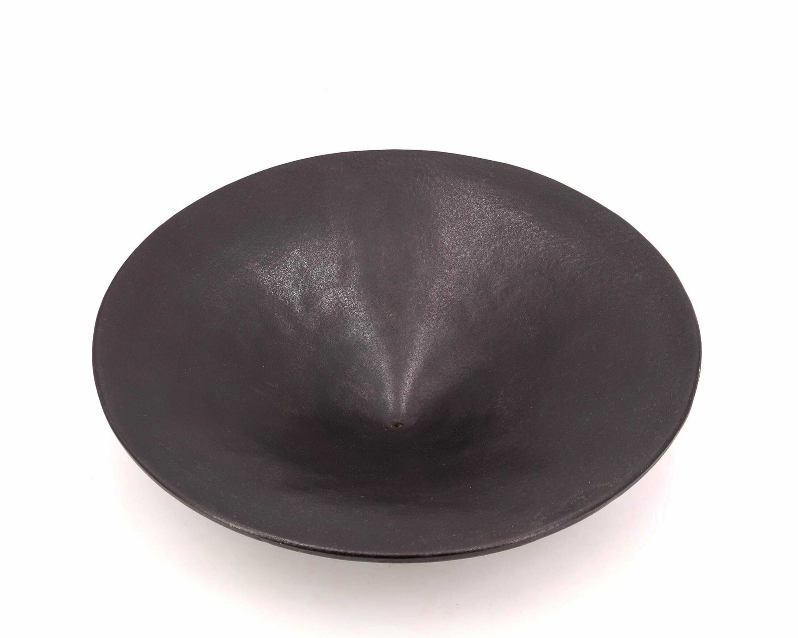 Large Black Ceramic Centerpiece By La Bergerie, Vallauris, 1960s / France, Fruit Bowl, Minimalist, Dark photo for sale