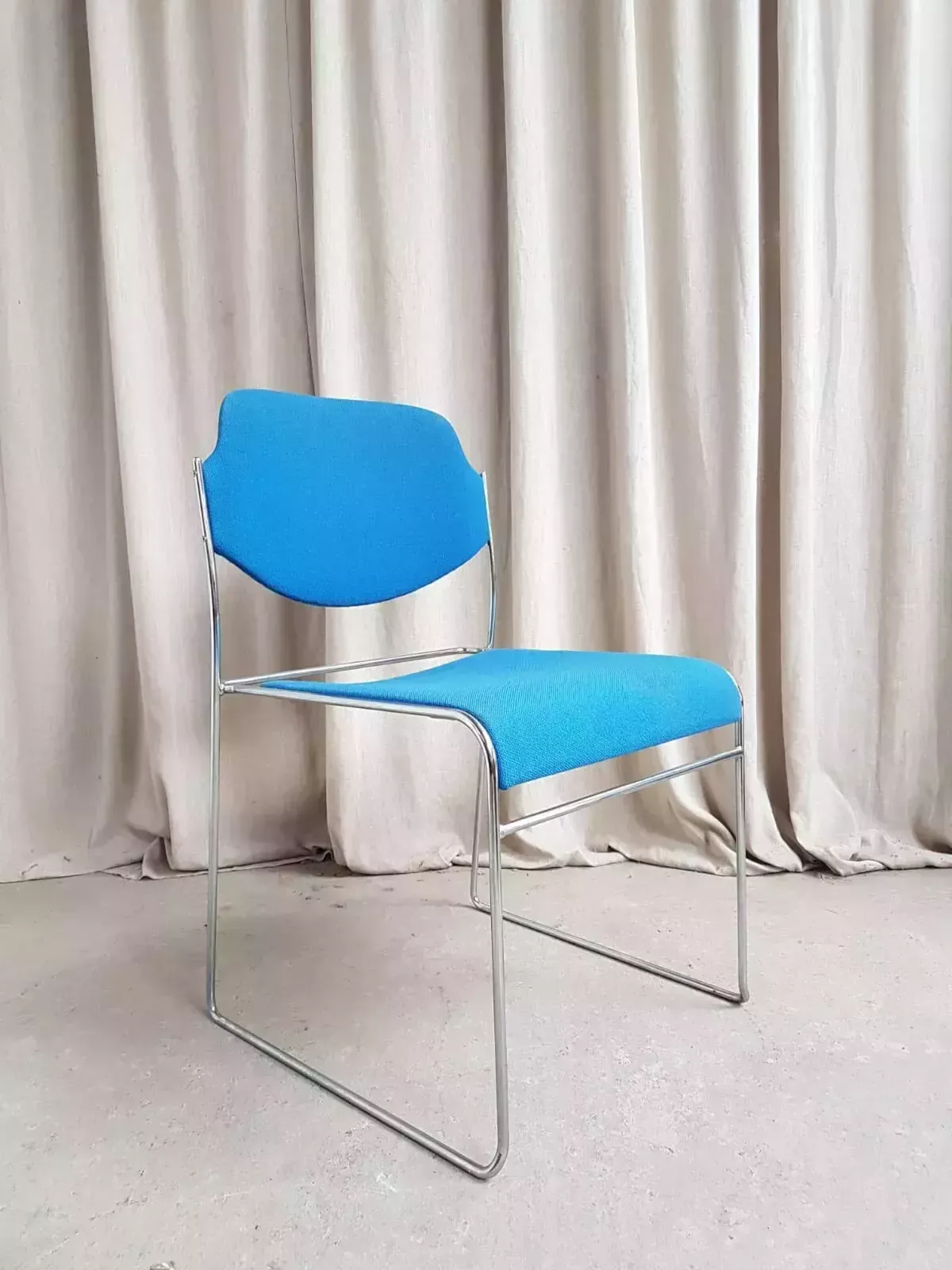 Vtg Late 70s Danish Mid Century Modernist Chrome Single Desk Dining Chair photo 109.25