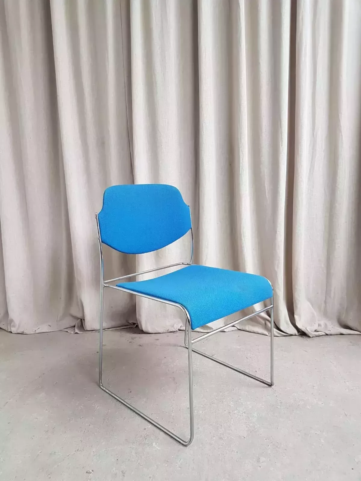 Vtg Late 70s Danish Mid Century Modernist Chrome Single Desk Dining Chair photo vinterior