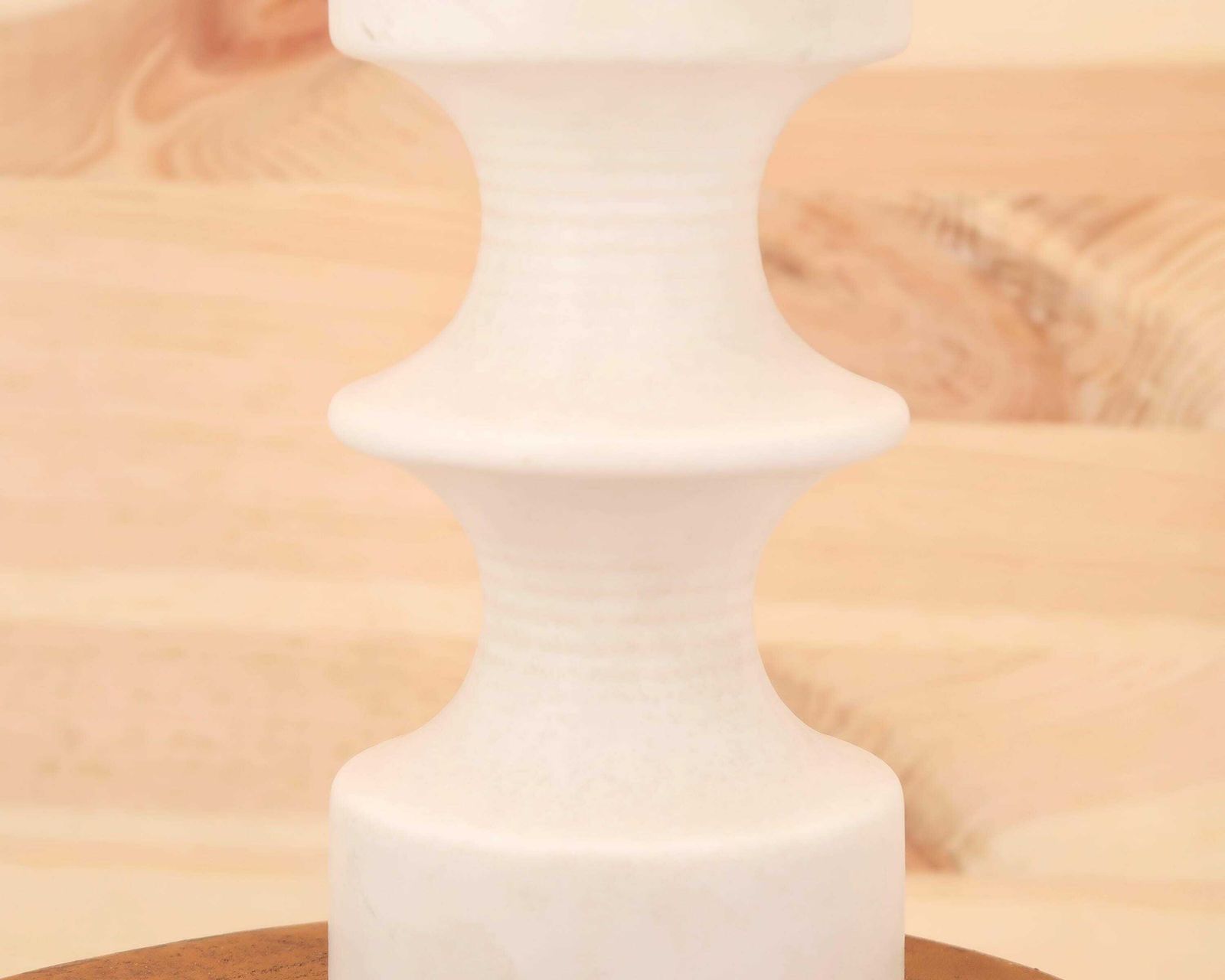 Column White Ceramic Table Lamp By Cari Zalloni For Steuler Germany, Raffia Shade, 1970s / Mid Century Modern, Minimalist, Lighting photo vinterior