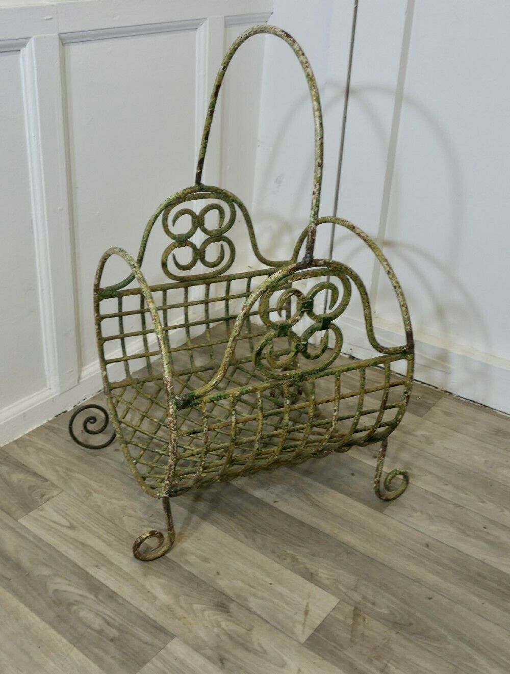 A 19th C French Wirework Log Carrier Basket photo Home Decor
