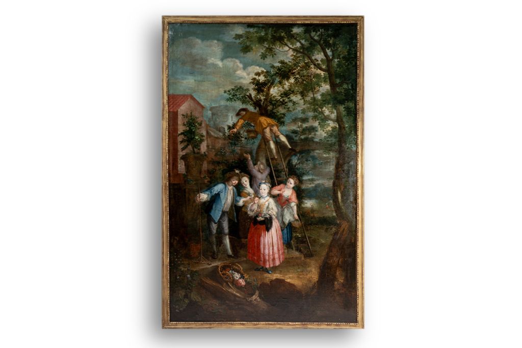 Oil On Canvas Representing A Harvest. Eighteenth Century. Ls55511709z