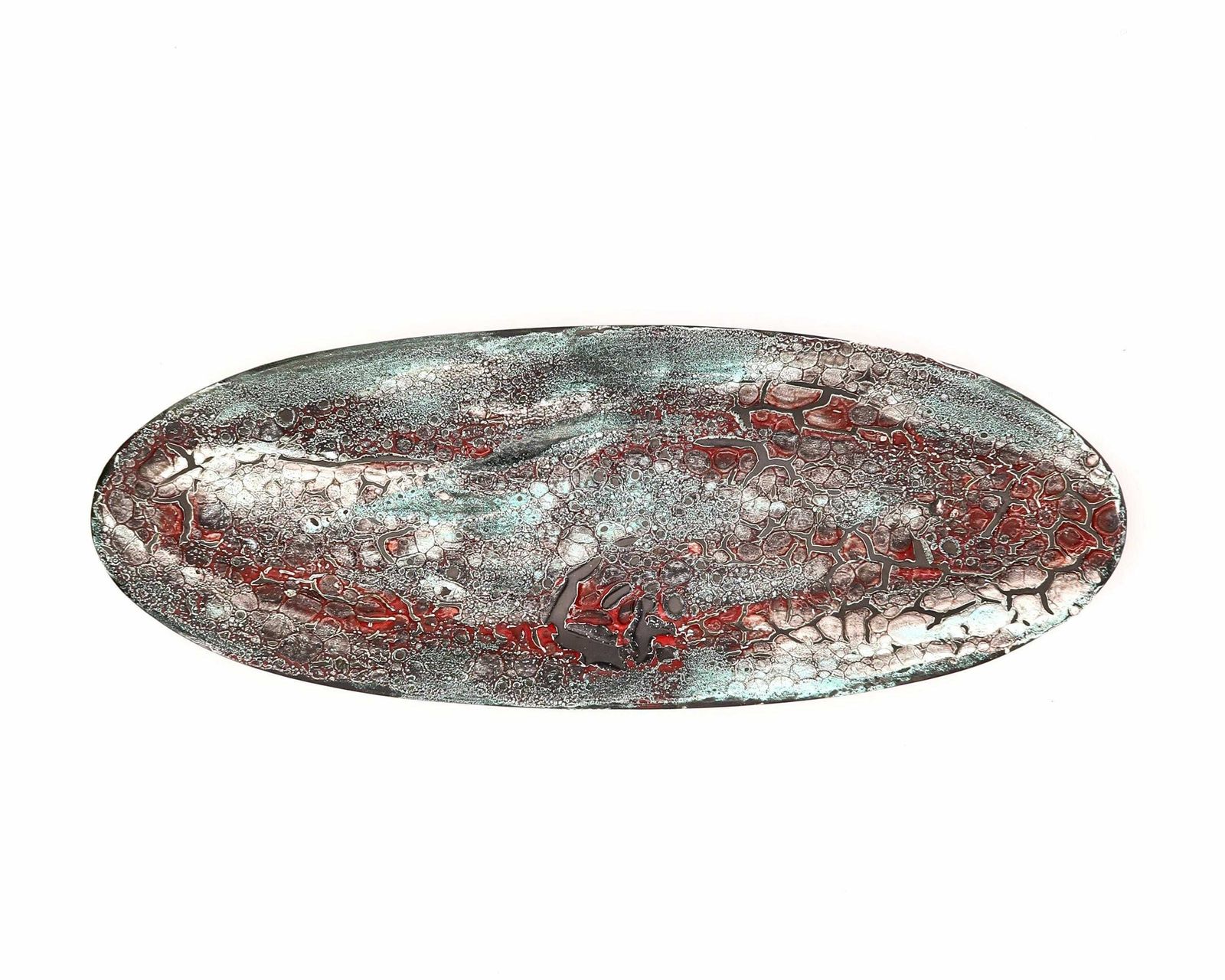 Large Fish Tray Or Fruit Centerpiece By Charles Cart, Le Cyclope Annecy, 1960s / Tray, Plate, Dish Blue Turquoise, Fat Lava photo furniture
