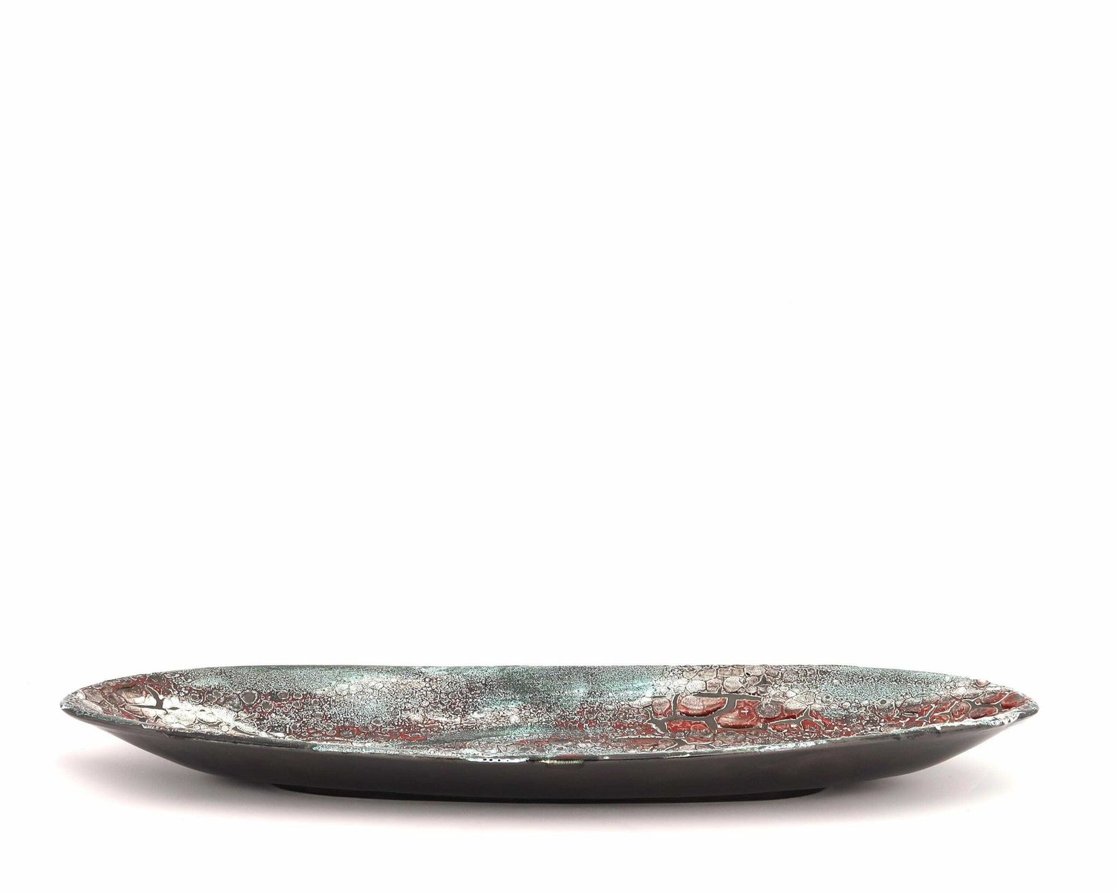 Large Fish Tray Or Fruit Centerpiece By Charles Cart, Le Cyclope Annecy, 1960s / Tray, Plate, Dish Blue Turquoise, Fat Lava photo for sale