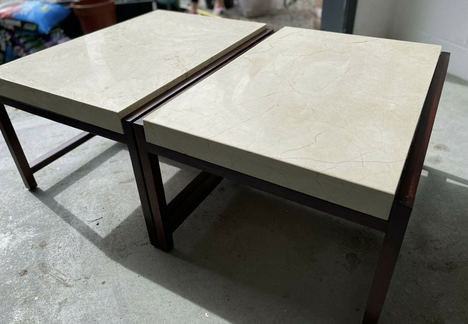 Marble / Stone And Wood Coffee Tables (Set Of Two) photo furniture