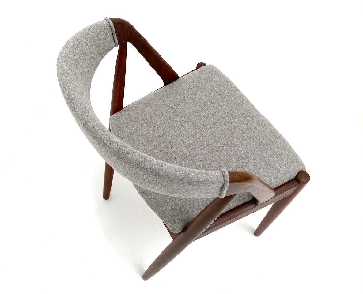 Danish Kai Kristiansen Model 31 Set Of 4 Teak And Grey Wool Dining Chairs Mid Century 1960s photo Furniture