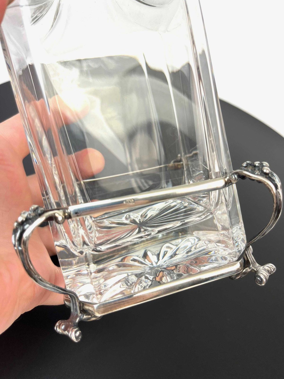photo furniture Beautiful Art Nouveau Glass Decanter In 800 Silver Mount Antique Germany 1900