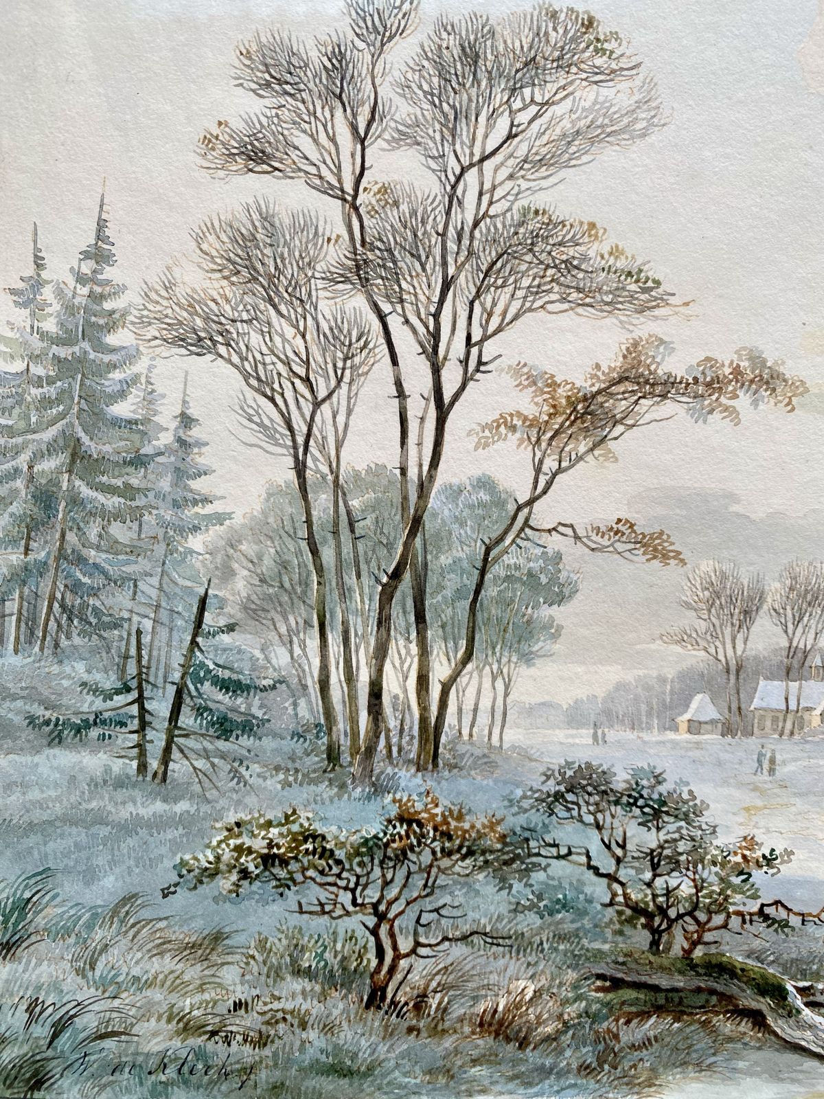 photo for sale 'A Winter Landscape With An Ox Cart' By Willem De Klerk (1800  – 1876)