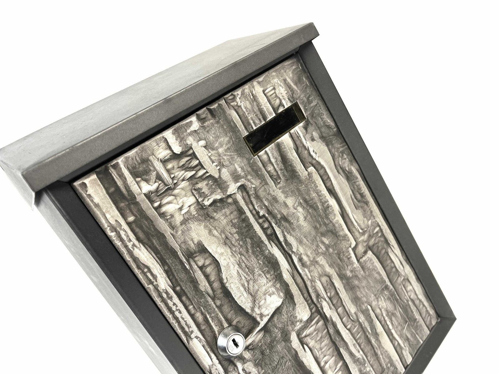 Stunning Mid Century Abstract Sculptural Gray Brutalist Metal Mailbox House Letter Box 1960 photo furniture