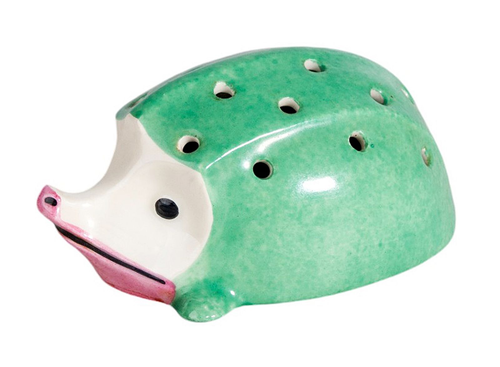 1920s Art Déco Ceramic Green Hedgehog Toothpick Holder By édouard Marcel Sandoz Manufactured By Theodore Haviland, France photo for sale