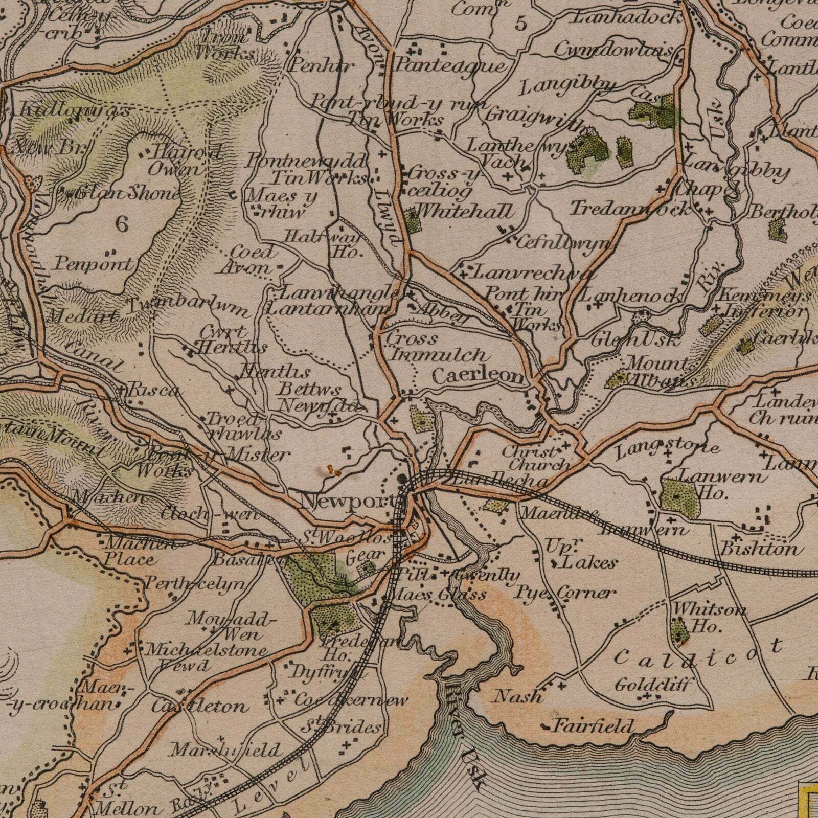 photo for sale Antique Lithography Map, Monmouthshire, Framed, Welsh Cartography, Victorian