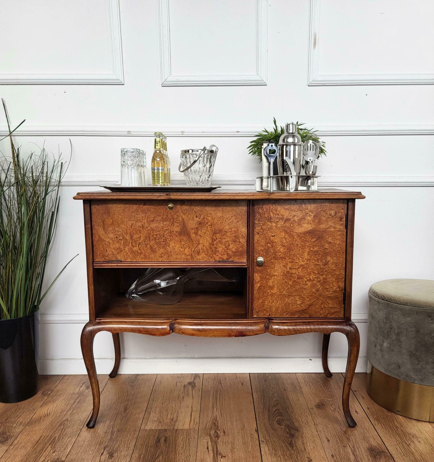 1960s Italian Mid Century Modern Wood And Brass Dry Bar Drinks Cabinet photo furniture