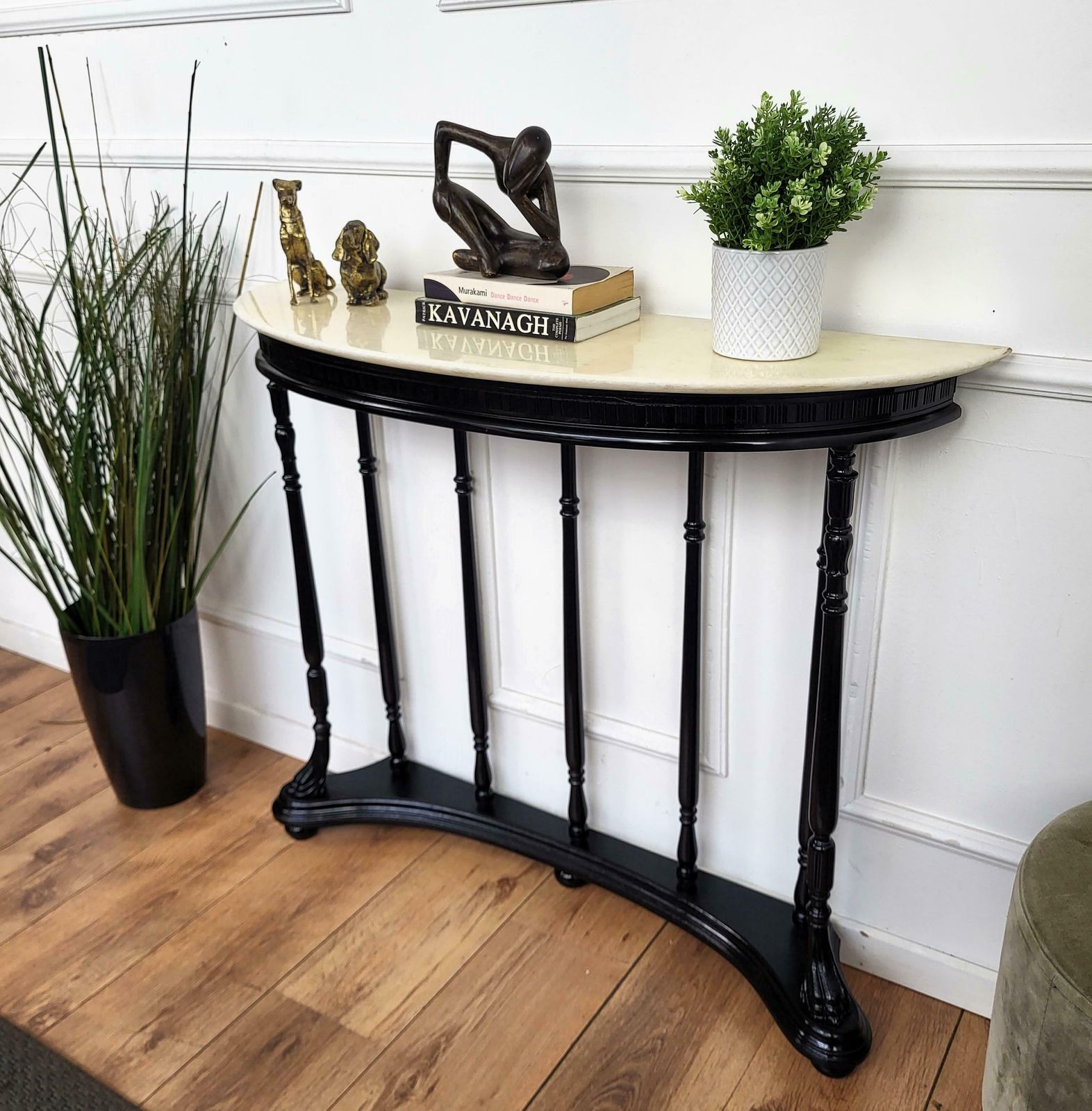1950s Midcentury Italian Wood Brass Wall Console Table With Marble Top photo Furniture