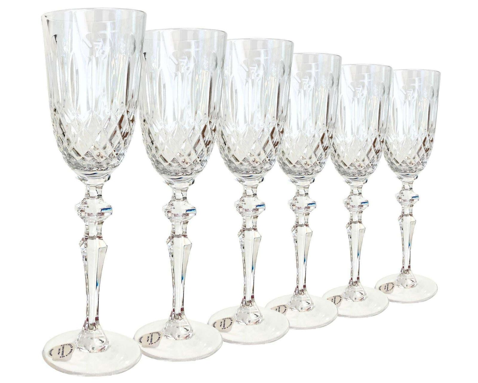 Kristallen Champagneglazen | 6 Stuks | Franse Flûtes 1960