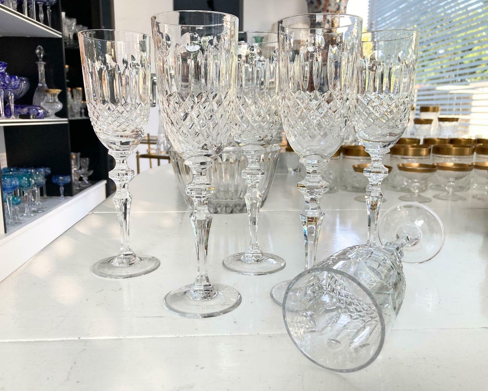 Kristallen Champagneglazen | 6 Stuks | Franse Flûtes 1960 photo Woonaccessoires