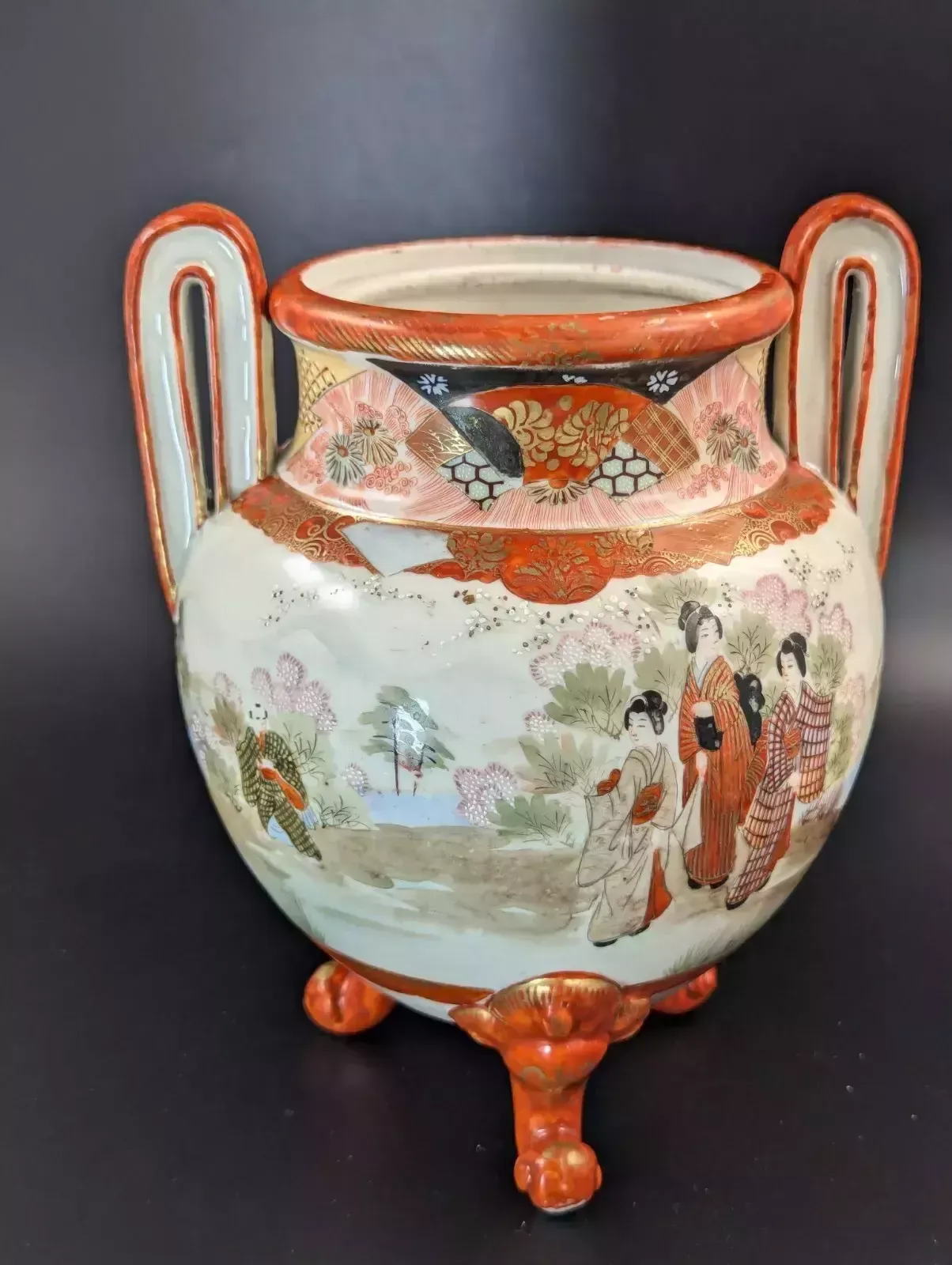 photo furniture Antique Two Handled Footed Jar By Watano, Kutani, Meiji Period (1868  1912).