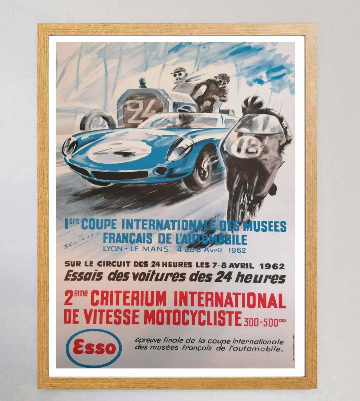 Original Vintage Poster 1962 Le Mans 24 Hours, 1960s, Vintage photo Art