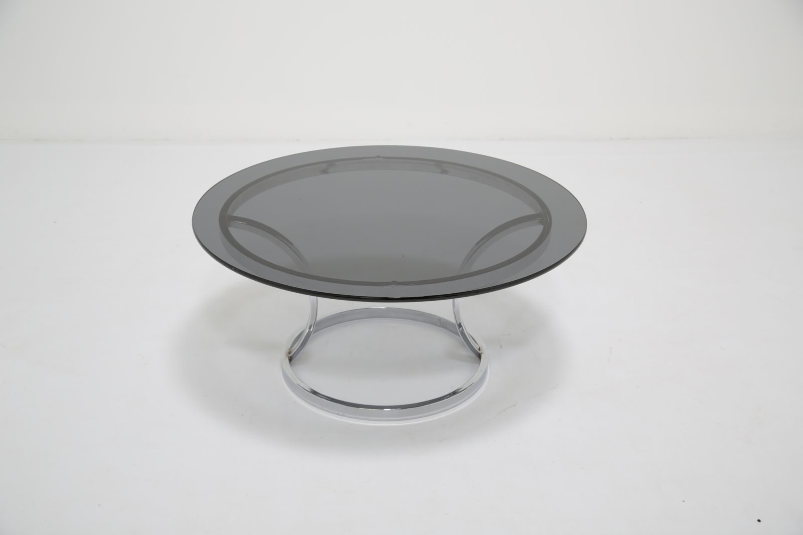 Mid Century Chrome And Smoked Glass Coffee Table, USA, 1970s. photo 450.0