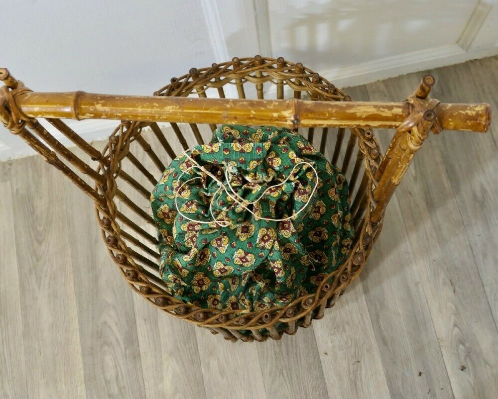 Bamboo Craft Basket, Knitting, Crochet, Patchwork photo for sale