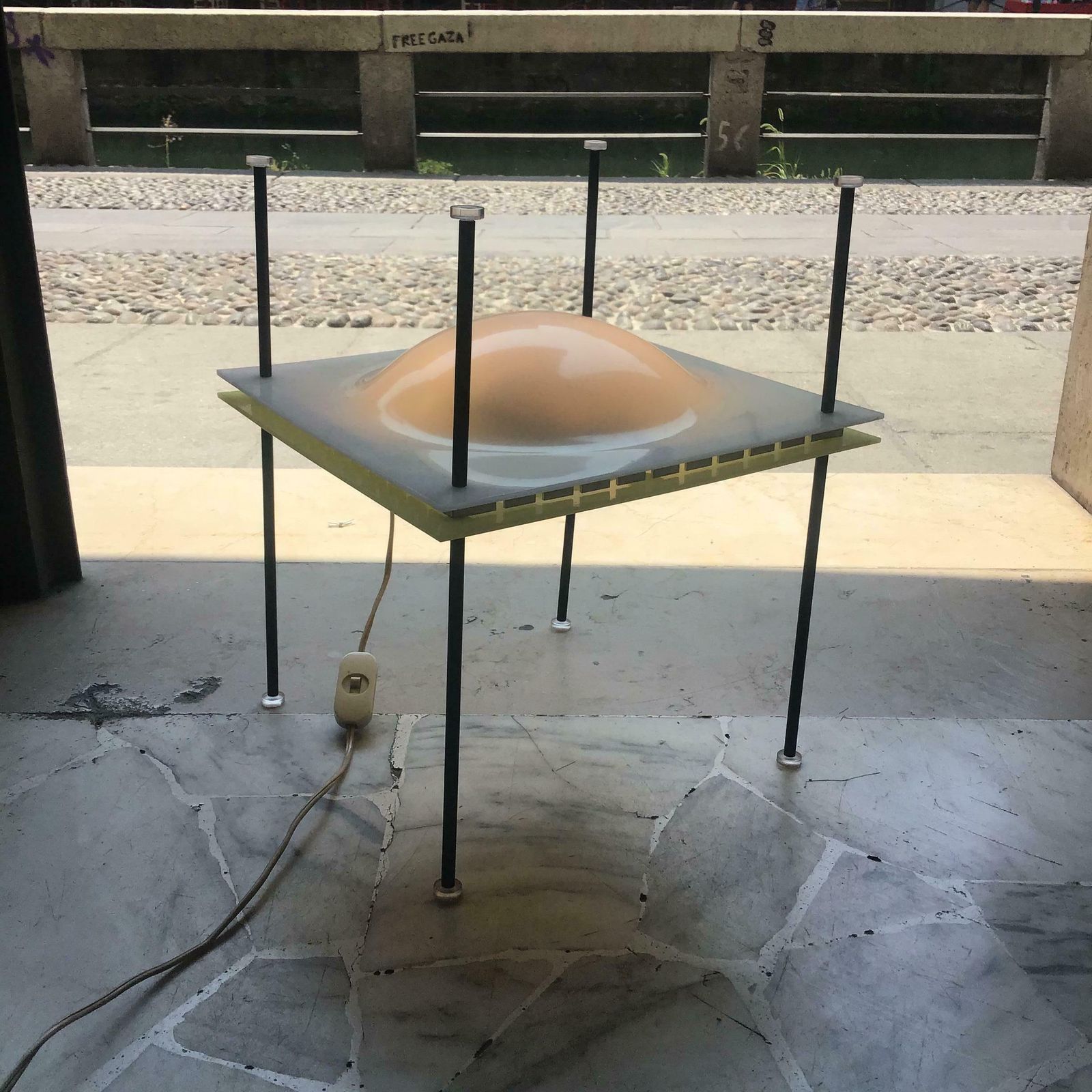 Ettore Sottsass “Palafitta” Table Lamp Brass Plexiglas, 1957, Italy photo Lighting