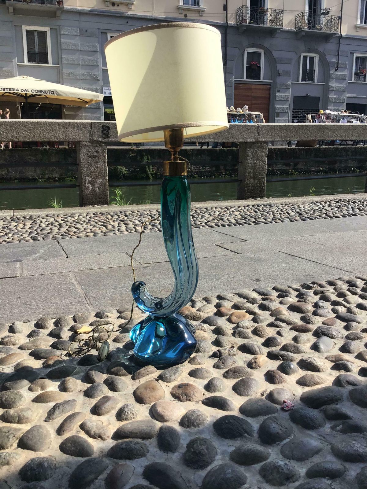 1547.0 Seguso Flavio Poli Table Lamp Murano Glass Brass Lampshade 1950s Italy photo