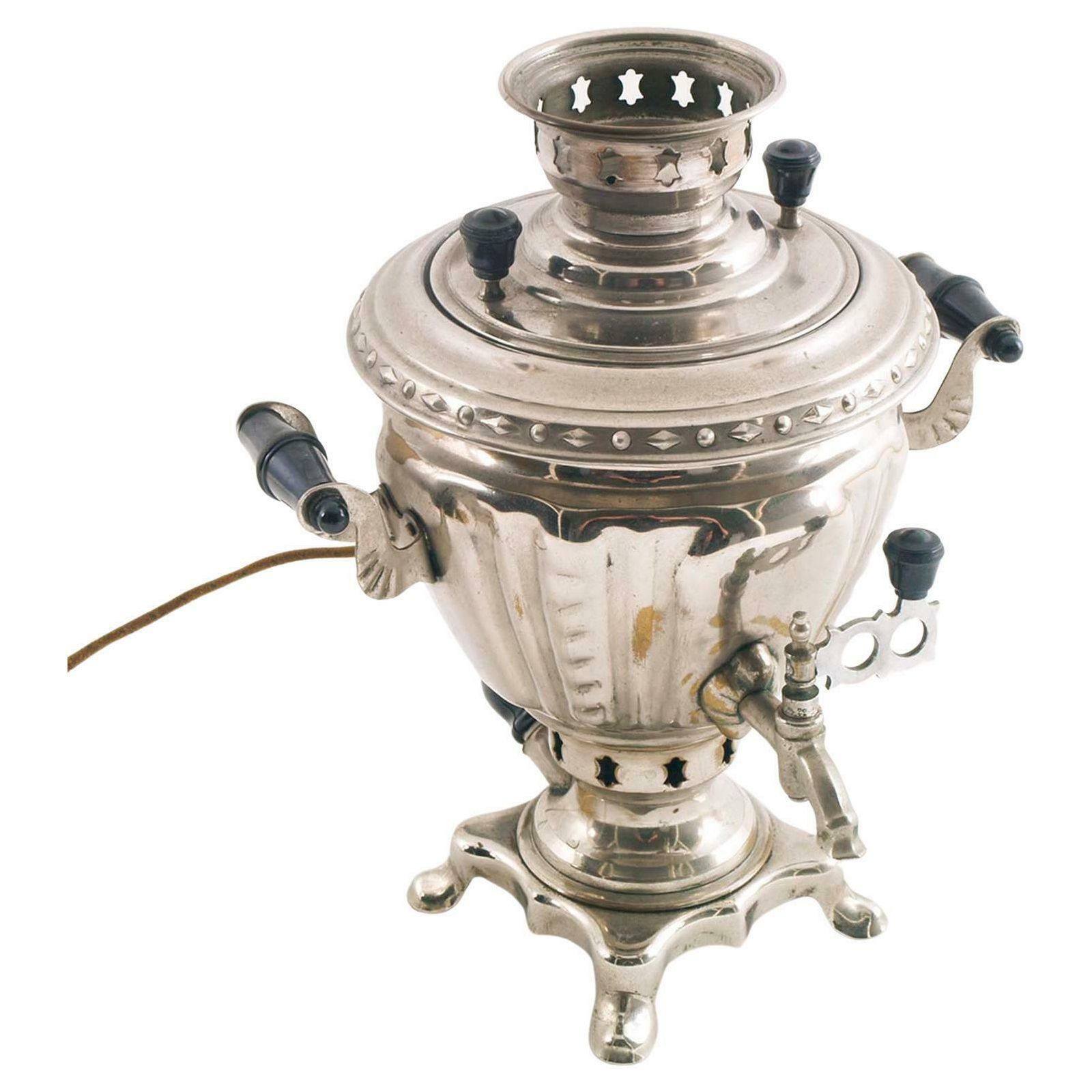 Vintage Russian Samovar Electric Kettle Silver Plated Brass, Working