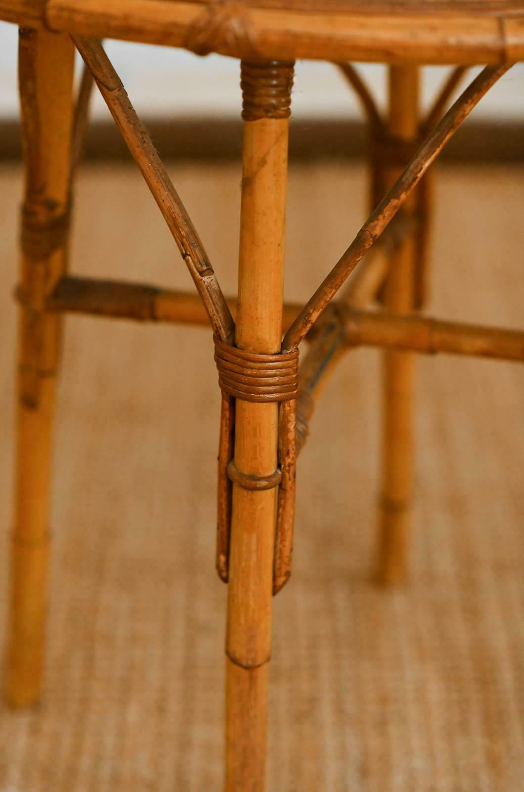 photo furniture Set Of Bamboo Cane Cart And Circular Side Table, 1960s