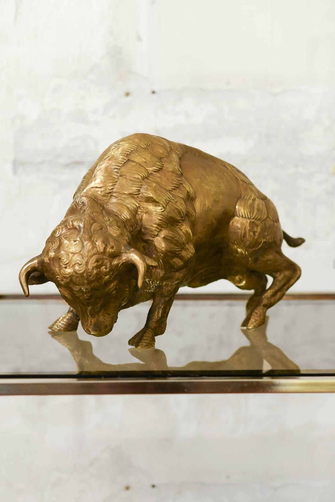 Large Brass Bison By Edizioni Molto, 1970s Style photo for sale