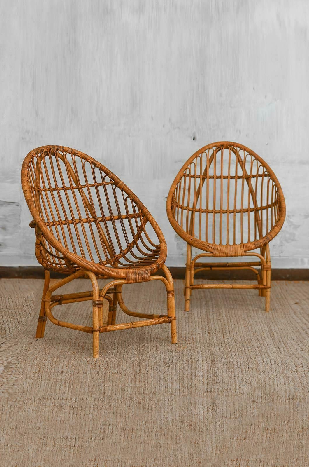 Pair Of Pod Chairs In Bamboo, Italy 1970 photo furniture