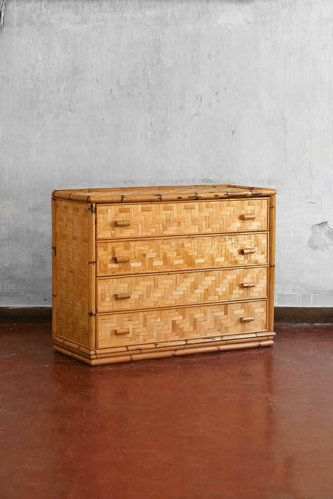 Chest Of Drawers In Bamboo And Pressed Bamboo, Italy 1980 photo furniture