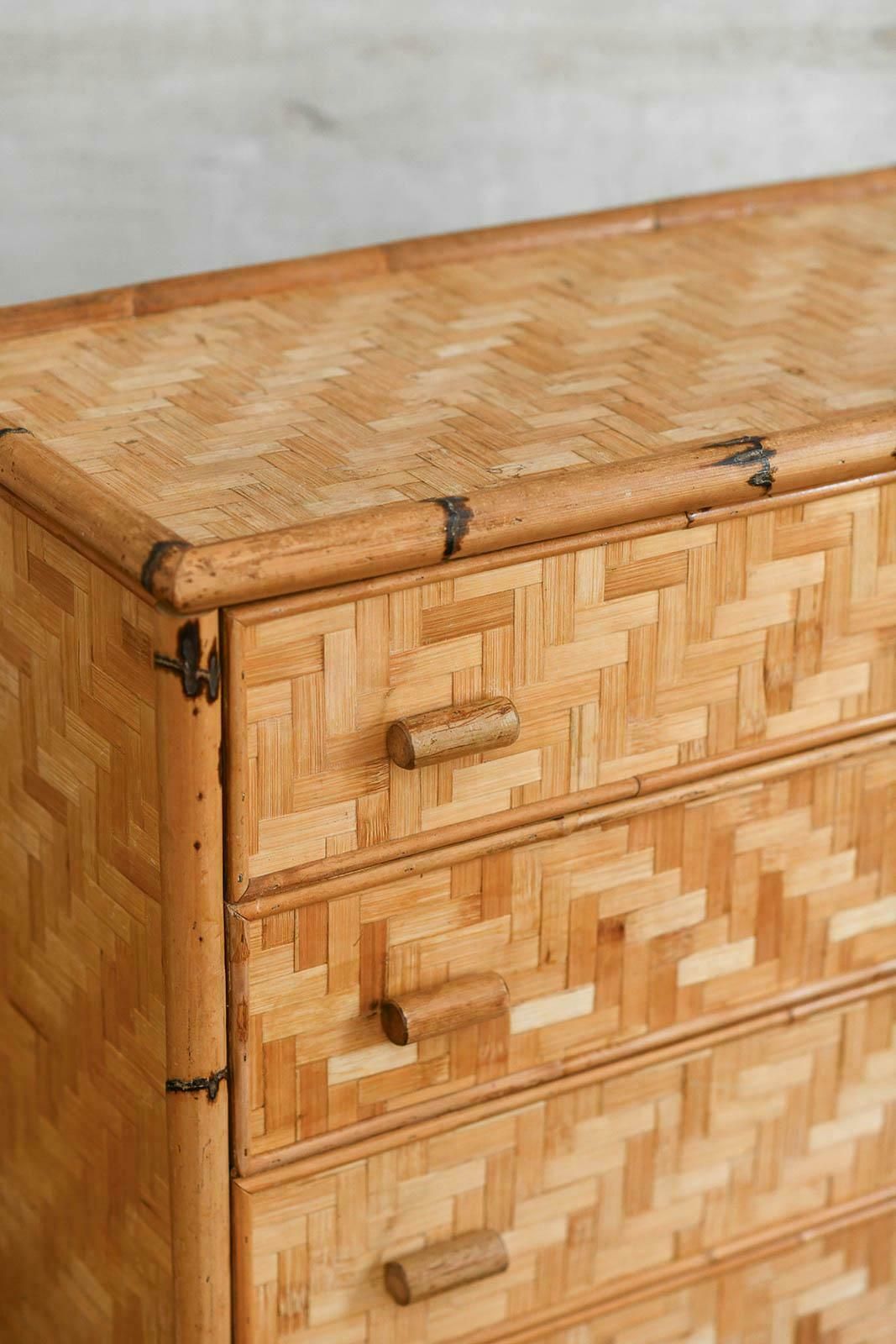 Chest Of Drawers In Bamboo And Pressed Bamboo, Italy 1980 photo Furniture