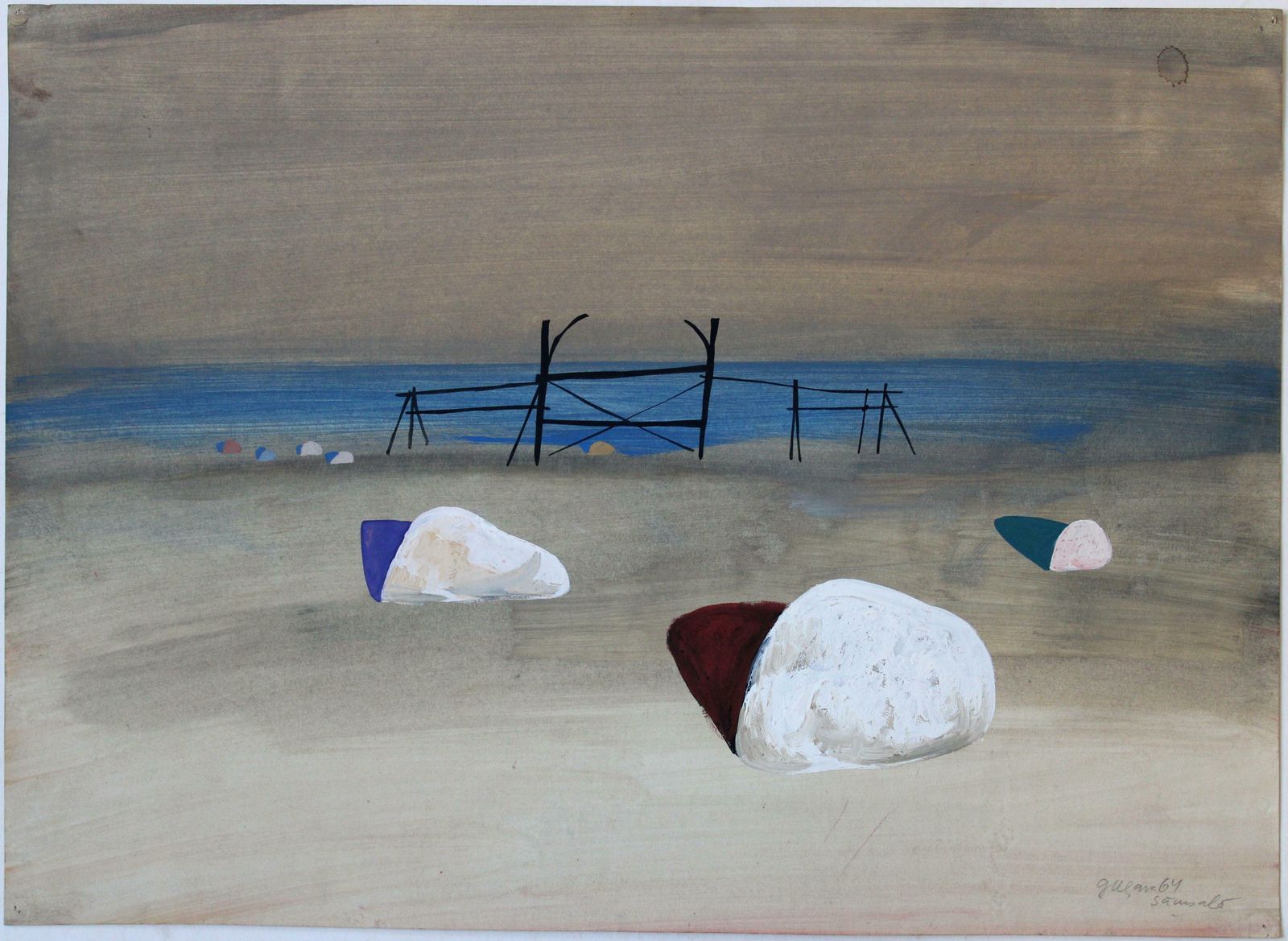 Gunars Klavain Saaremaa. Paper, Gouache, 37 X 51. 5 Cm photo vintage